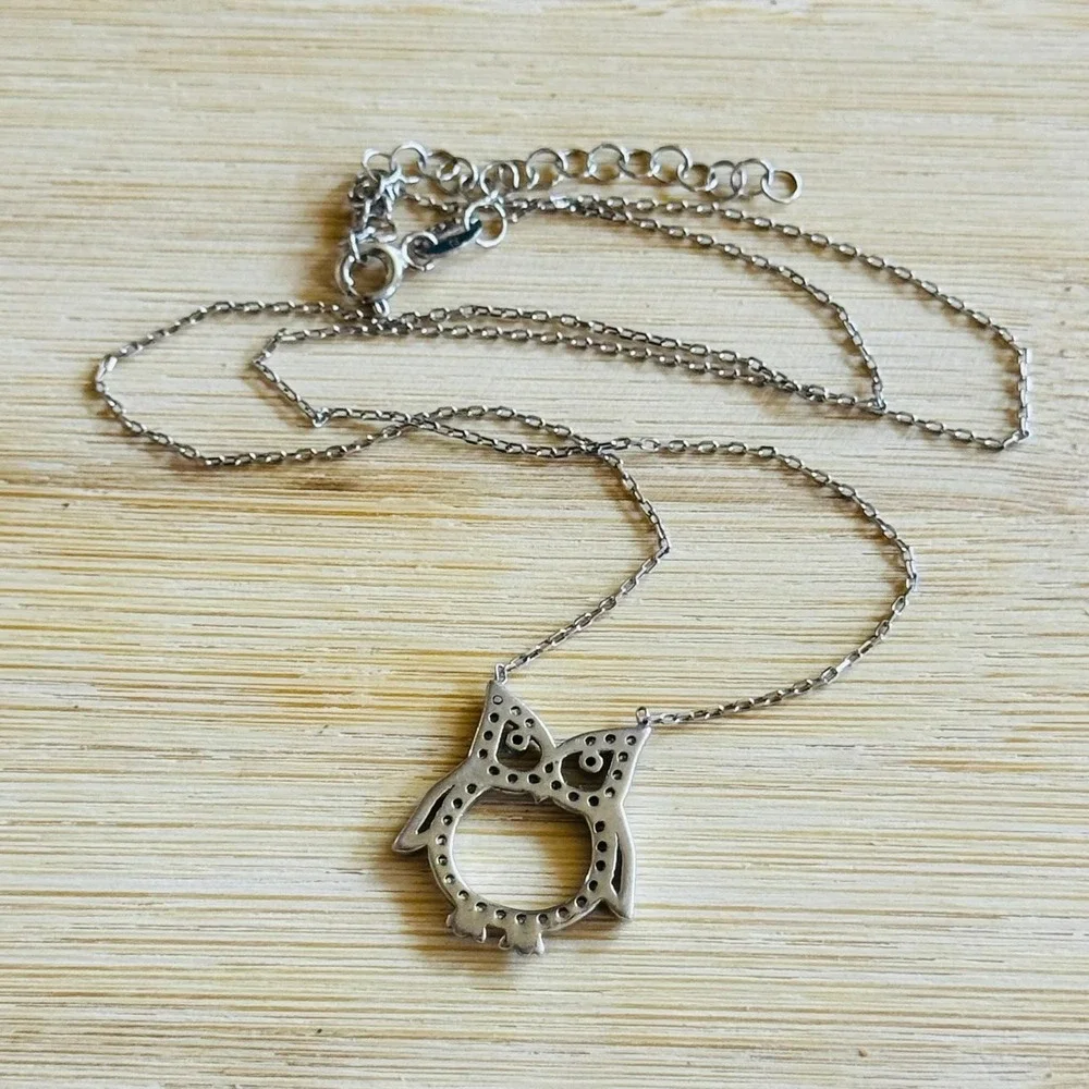 Greek Owl Pendant Necklace Whimsical Chain Sterling Silver 925 N‎ Authentic 17